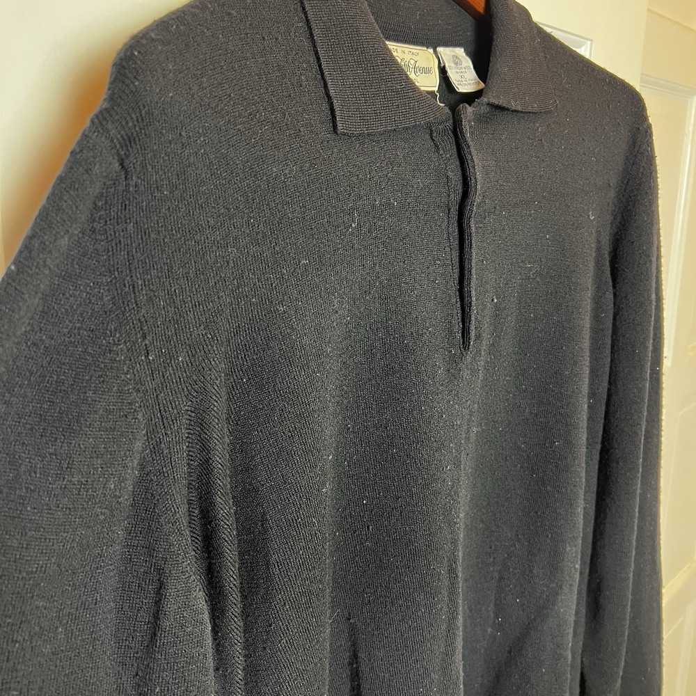 Saks Fifth Avenue Sweater Mens XL Black Virgin Wool Pullover Sweater - Picture 4 of 5
